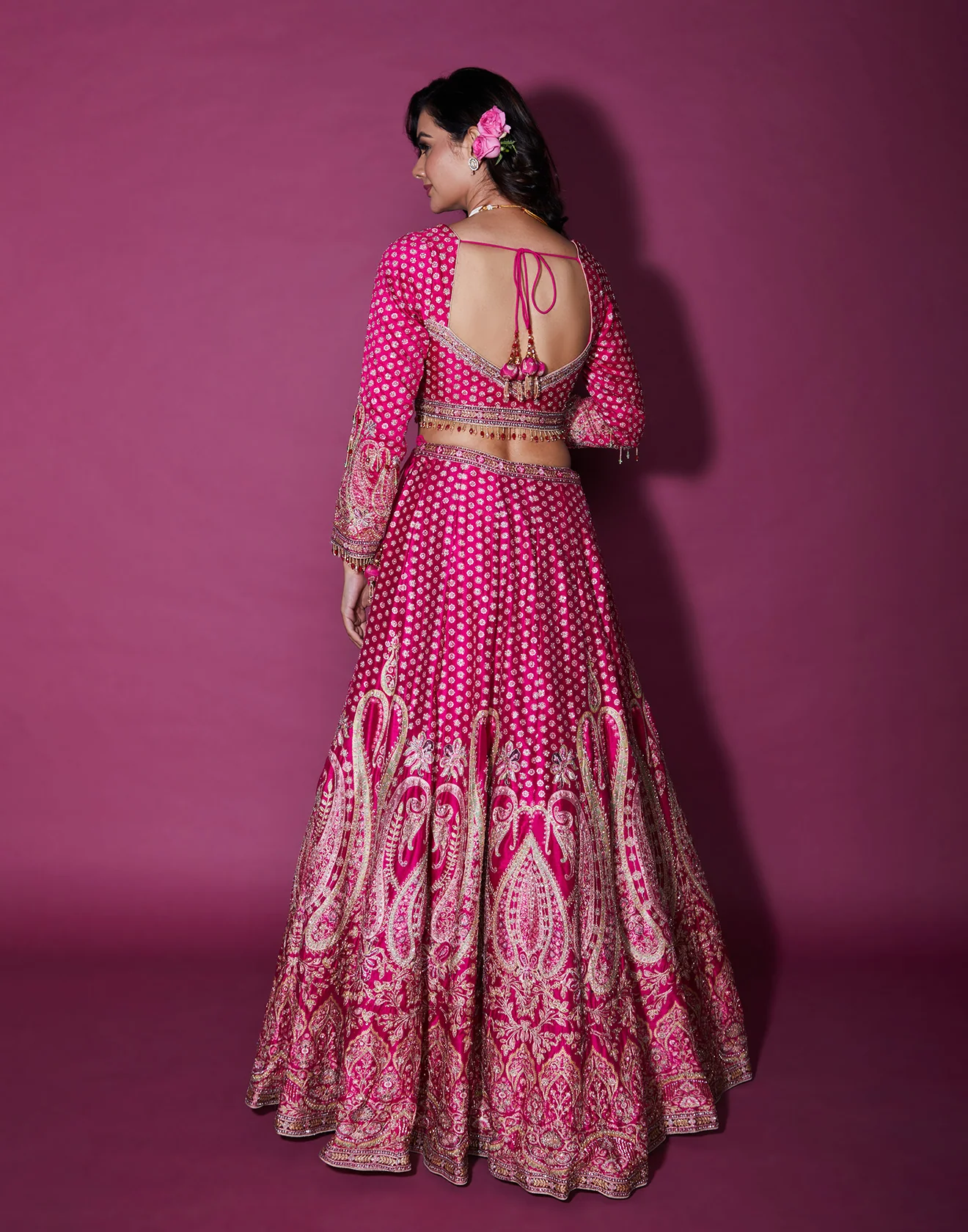 Rosetté Print With Embroidery Bridal Lehenga Set - Image 5