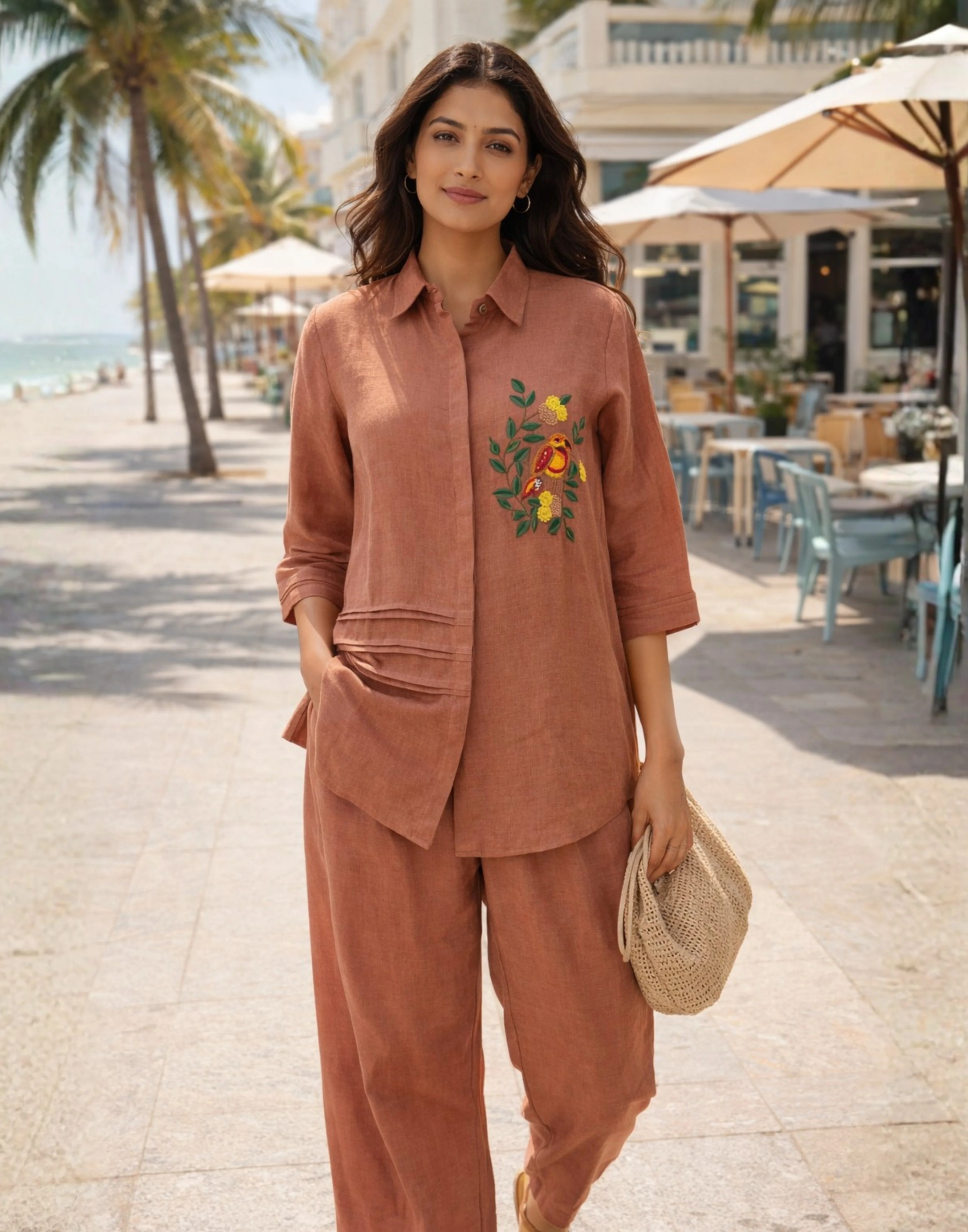 Rustic Brown Linen Co-Ord Set