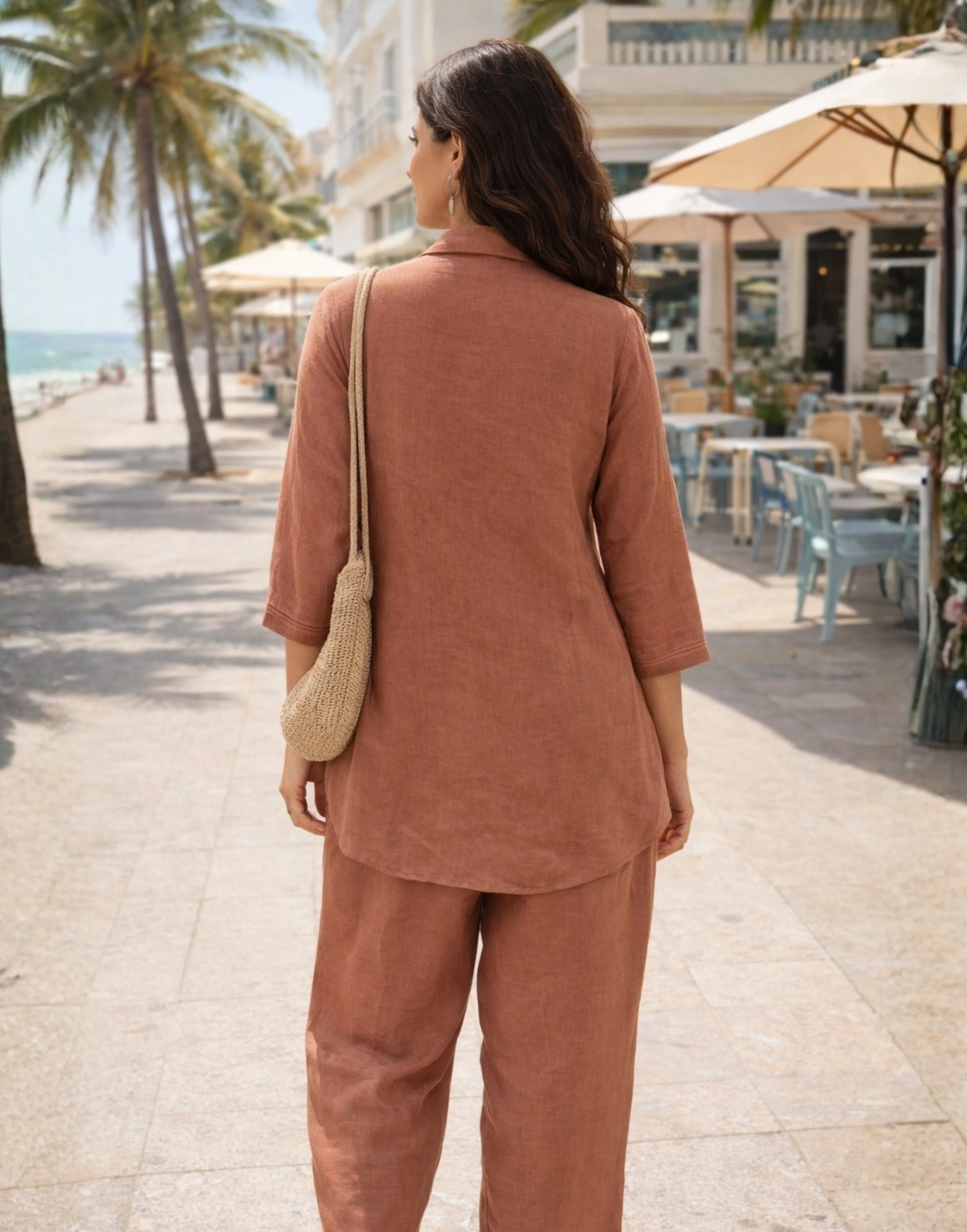 Rustic Brown Linen Co-Ord Set - Image 2