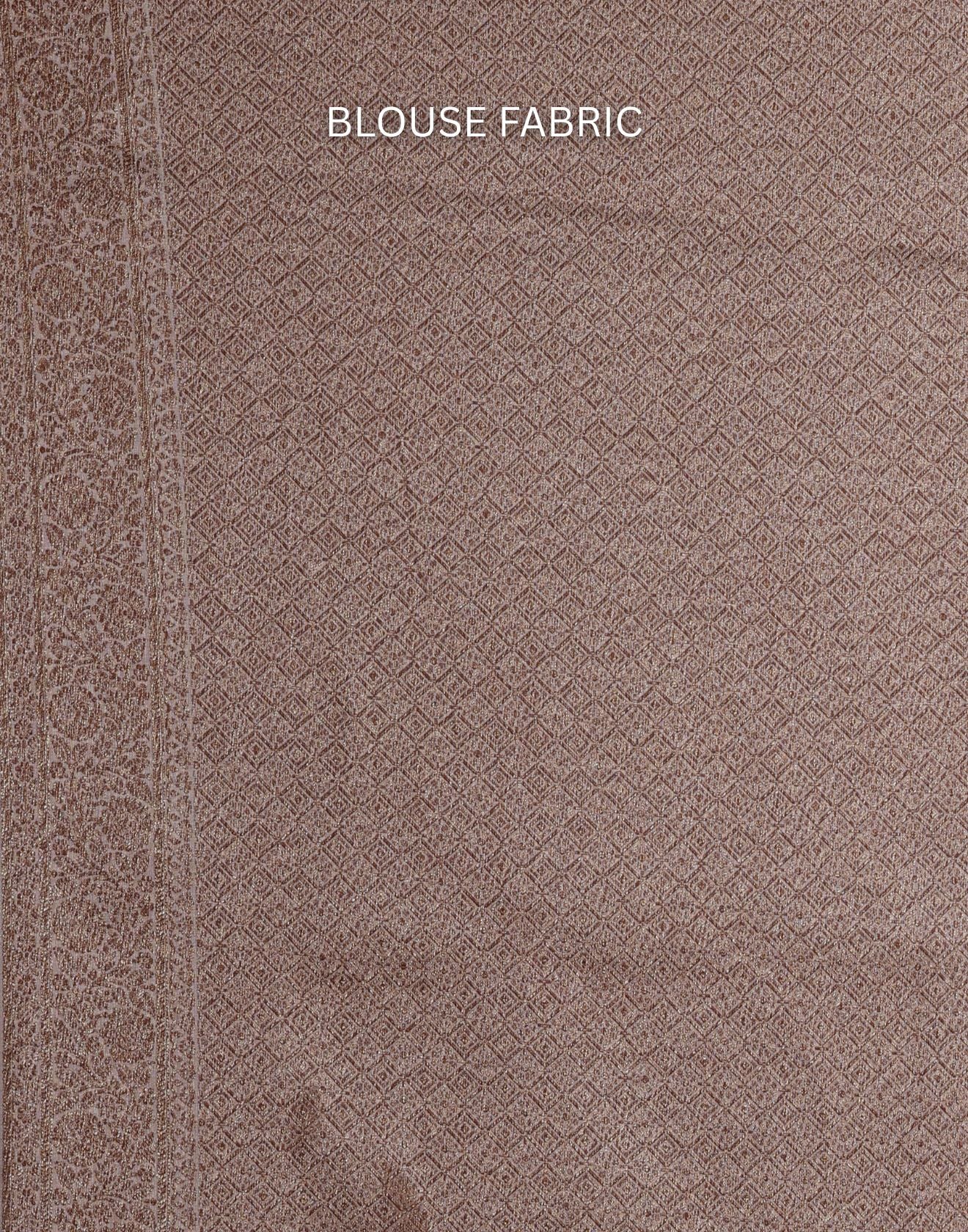 Salmon Peach With Antique Gold Woven Design Saree And Unstitched Blouse Fabric - Image 7