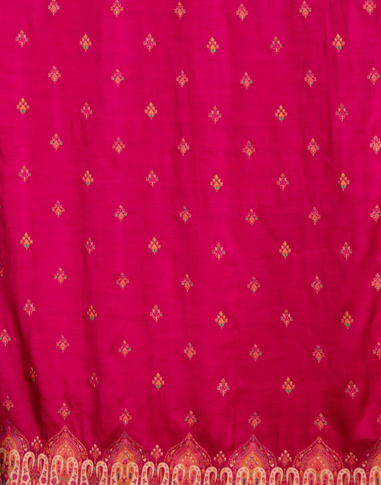 Sangria Pink With Multicolor Woven Design Silk Unstitched Suit Set - Image 3
