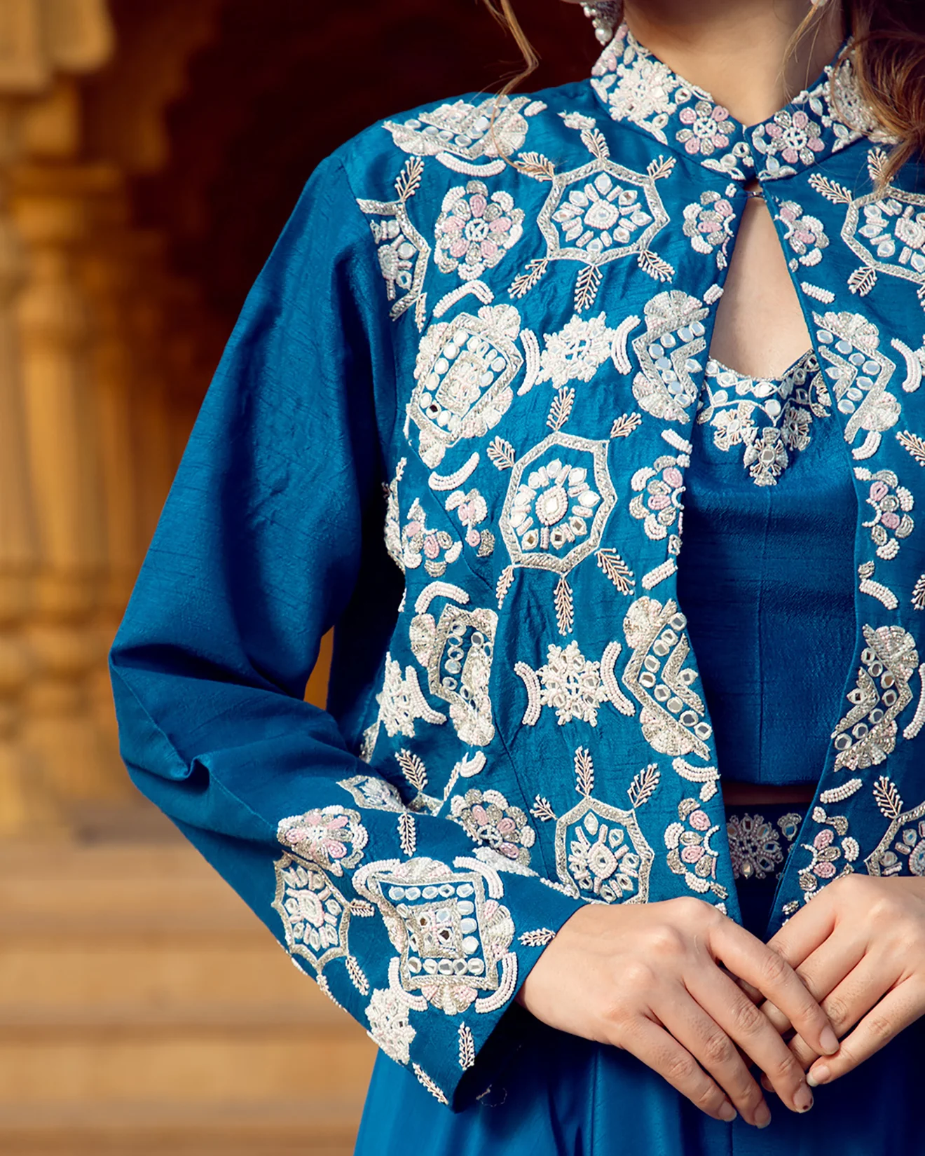Sapphire Blue Embroidered Fusion Set - Image 4