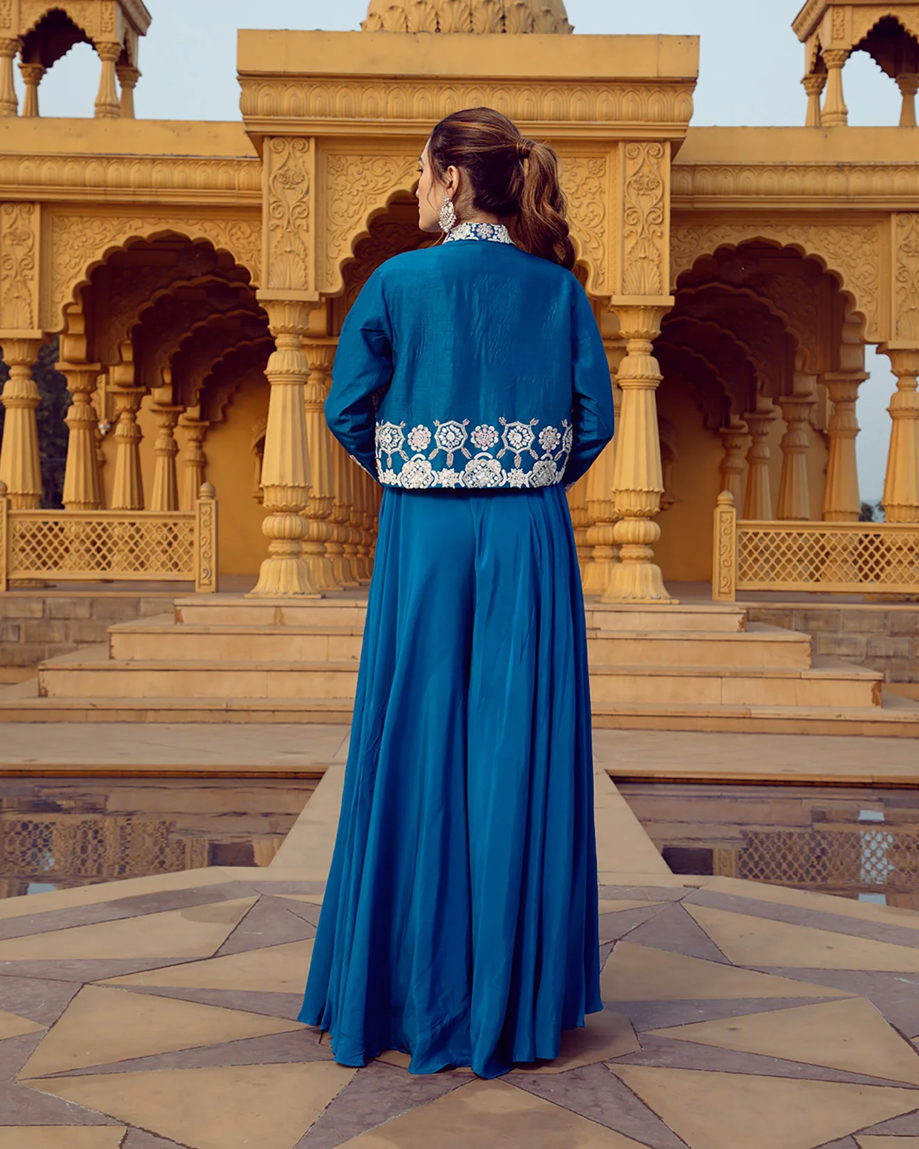 Sapphire Blue Embroidered Fusion Set - Image 5
