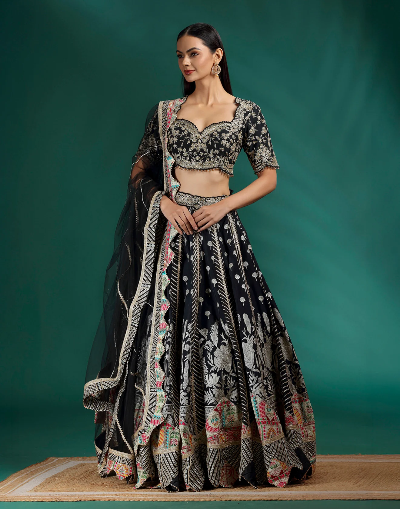 Shadow Gleam Brocade Silk Lehenga Set - Image 3