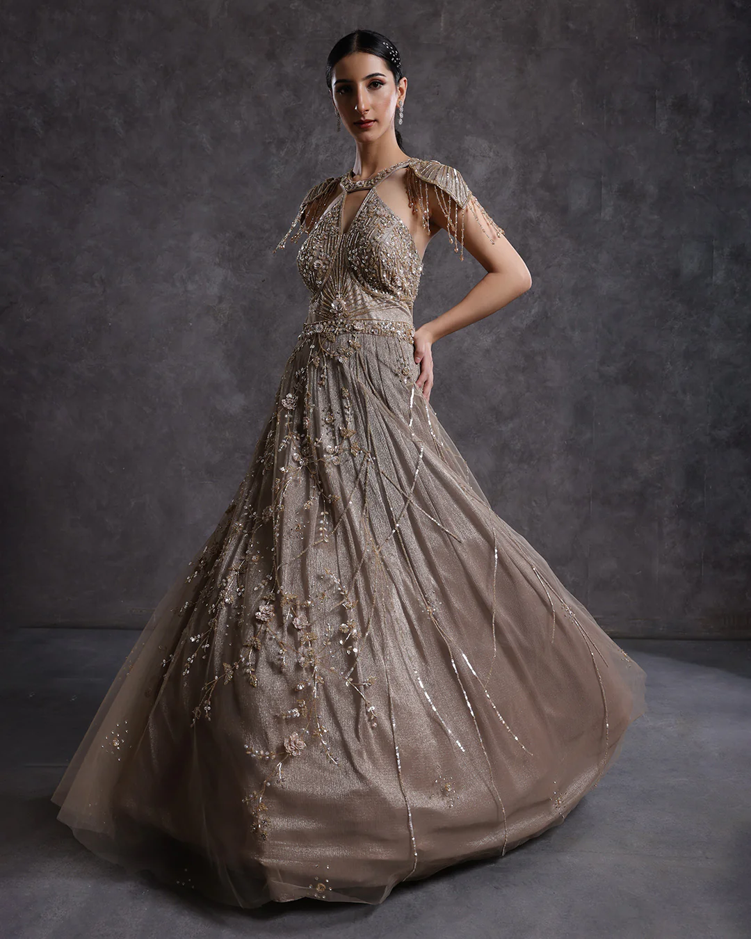 Shimmer Bronzer Bridal Cocktail Gown - Image 2
