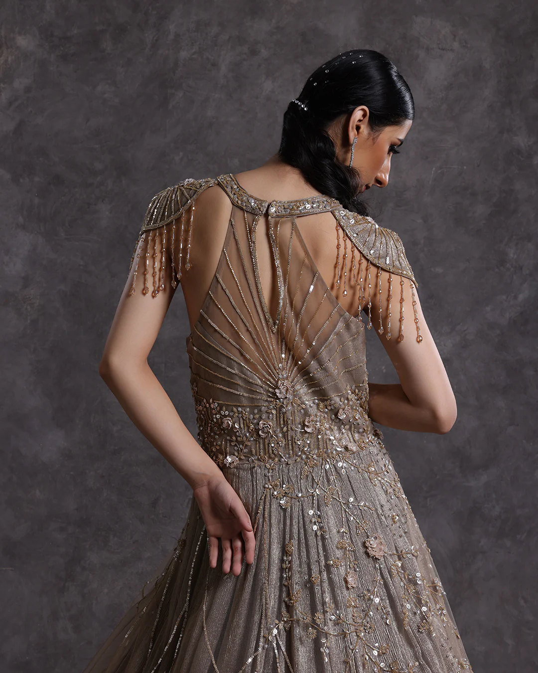 Shimmer Bronzer Bridal Cocktail Gown - Image 4