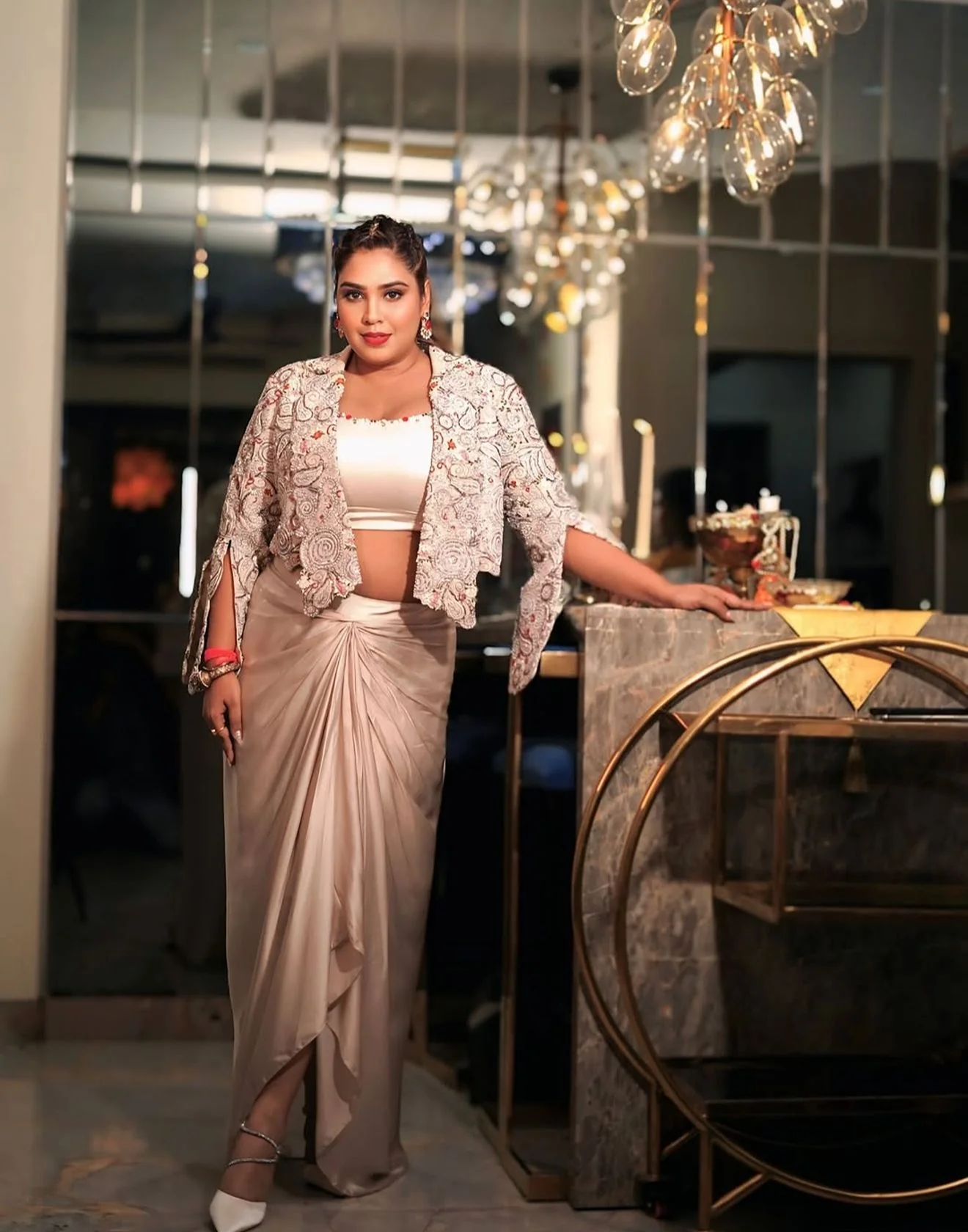 Shreya Gupta X Roopkala Mocha Glam Indo-Western Suit Set
