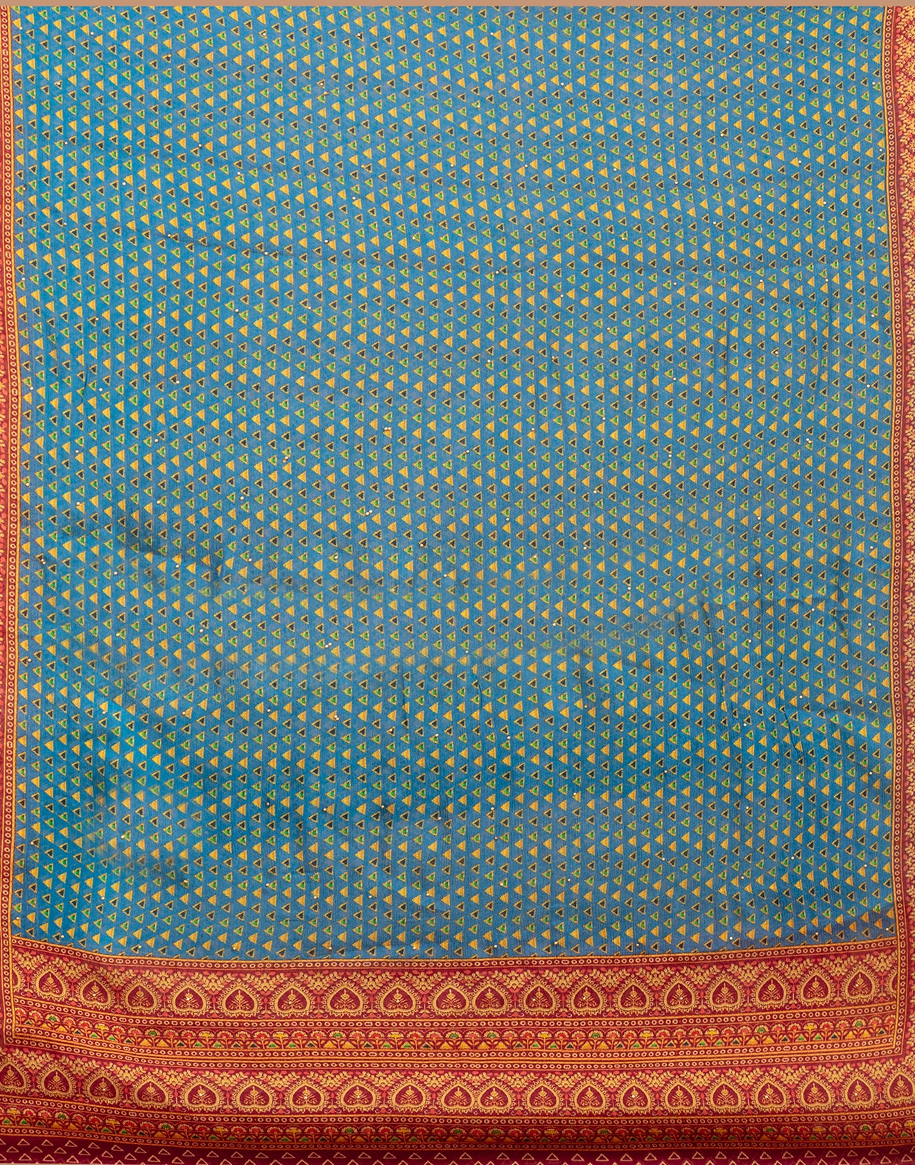 Slate Grey And Turquoise Printed Casual Unstitched Suit Set - Image 5