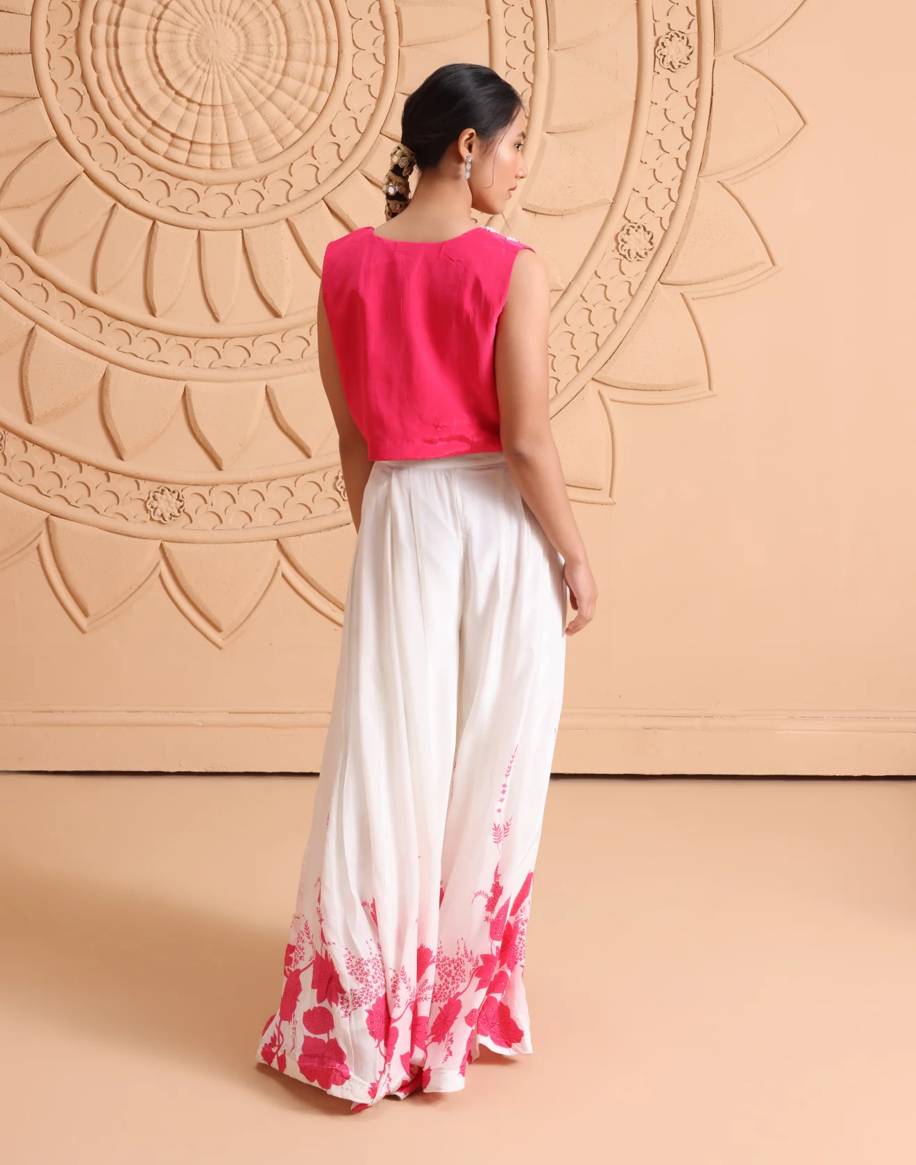 Snow White Cherry Pop Indo-Western Printed Palazzo Set - Image 5