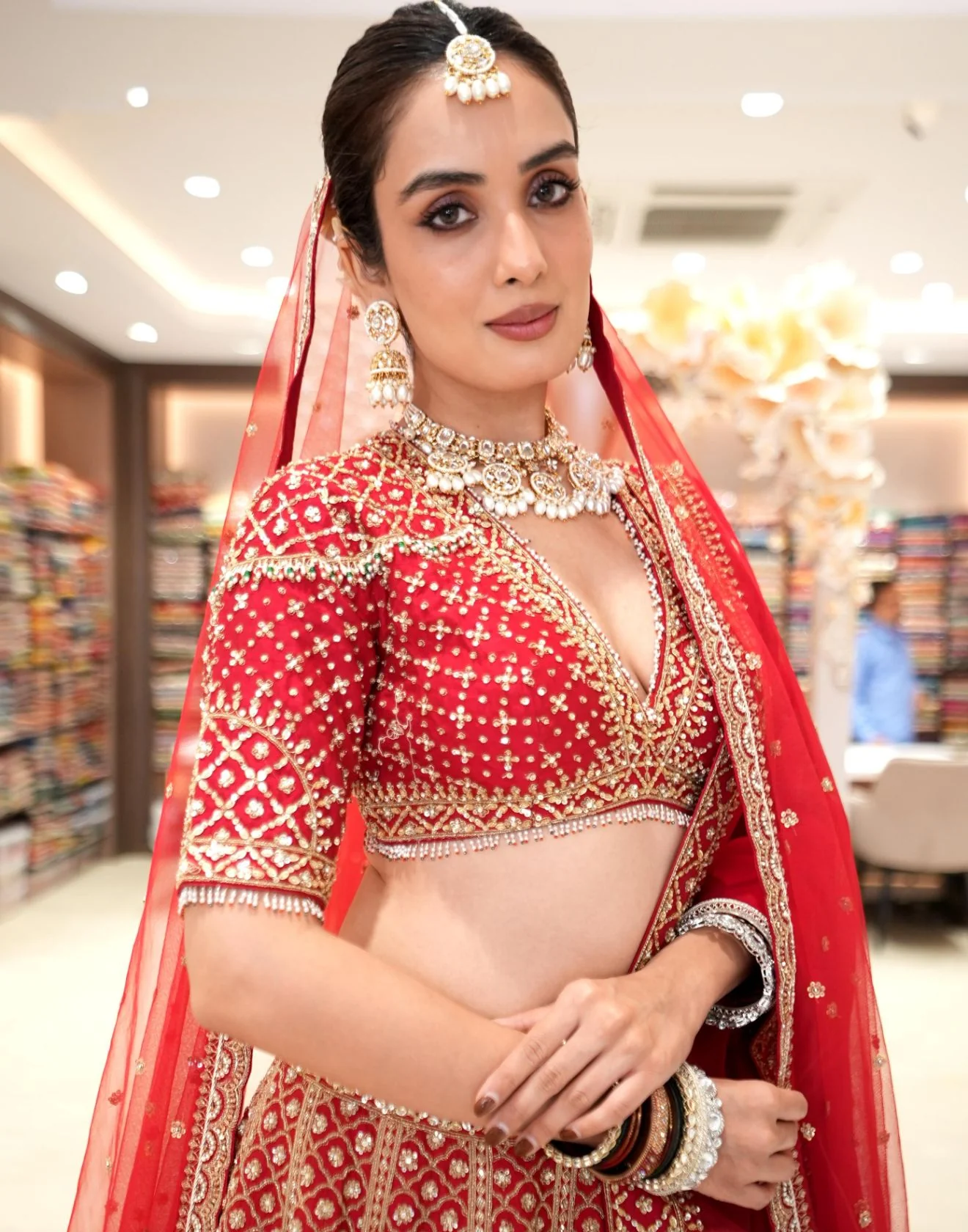 Sonali Kukreja X Roopkala Red Bridal Lehenga - Image 3