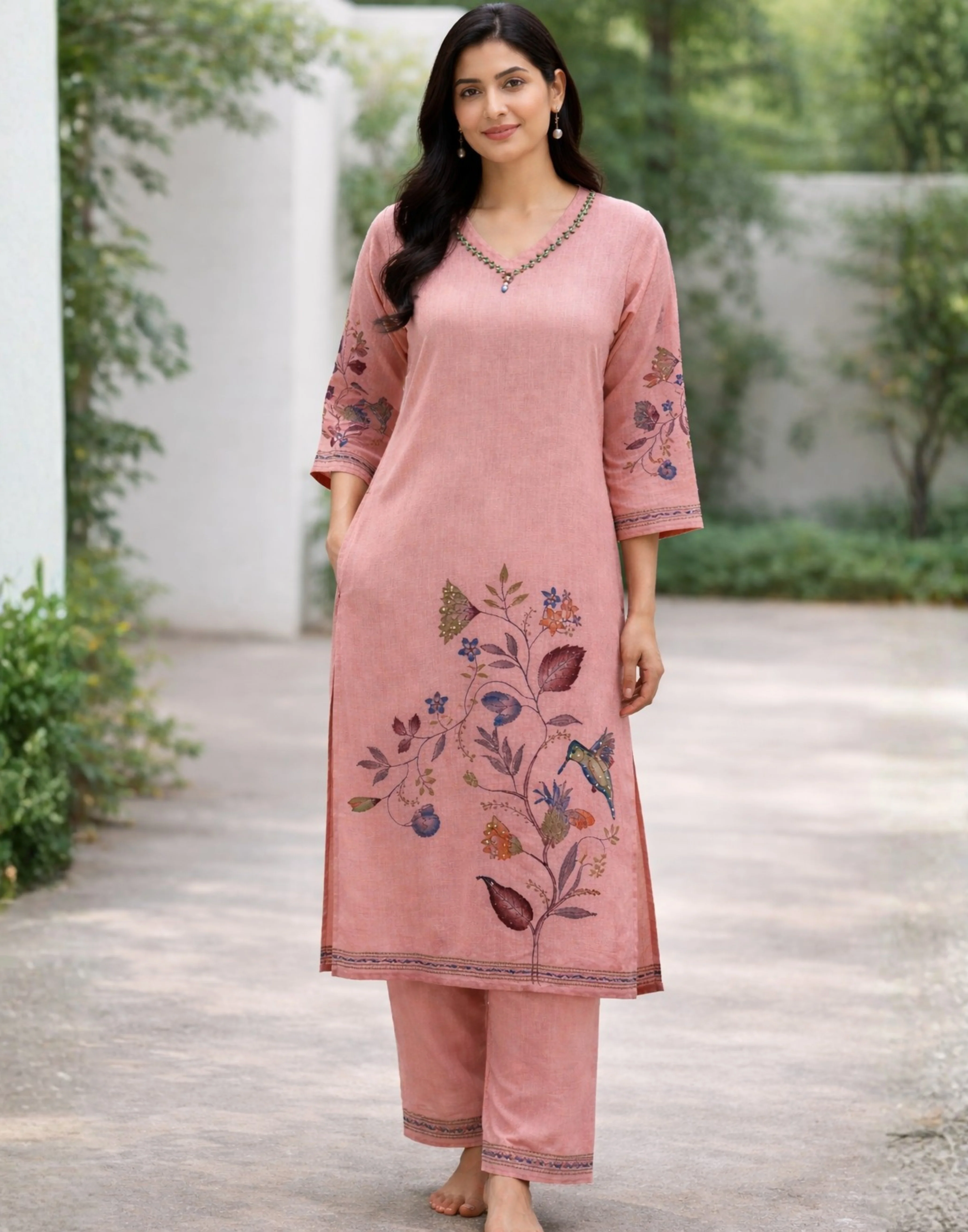 Sorbet Blush Printed Kurta With Pant & Dupatta Set - Image 2