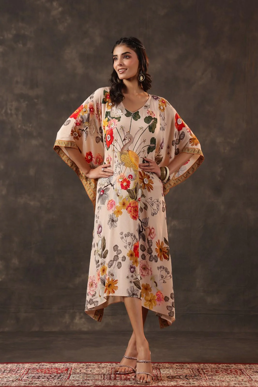 Summer Hues Multicolor Crepe Kaftan - Image 2
