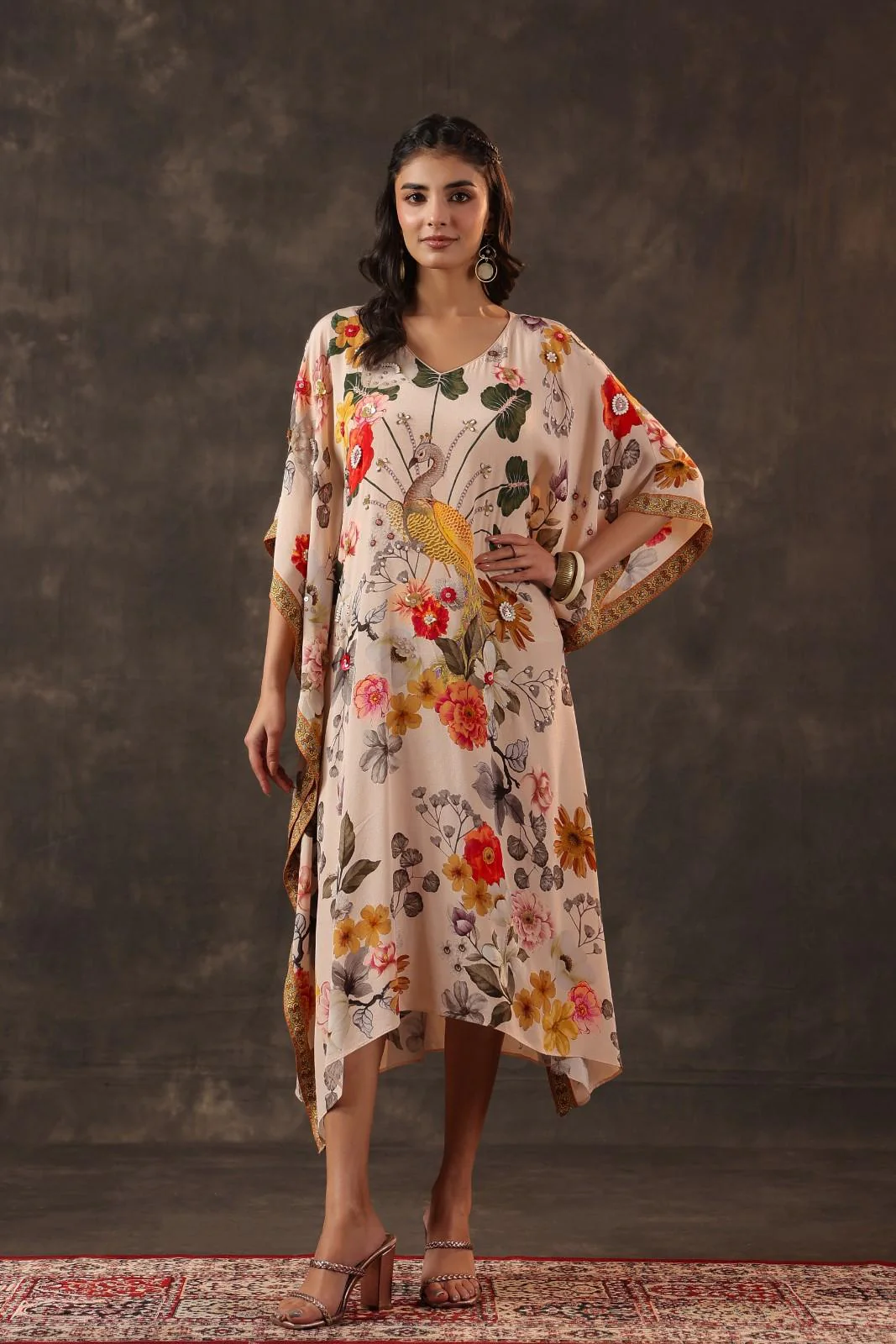 Summer Hues Multicolor Crepe Kaftan - Image 3