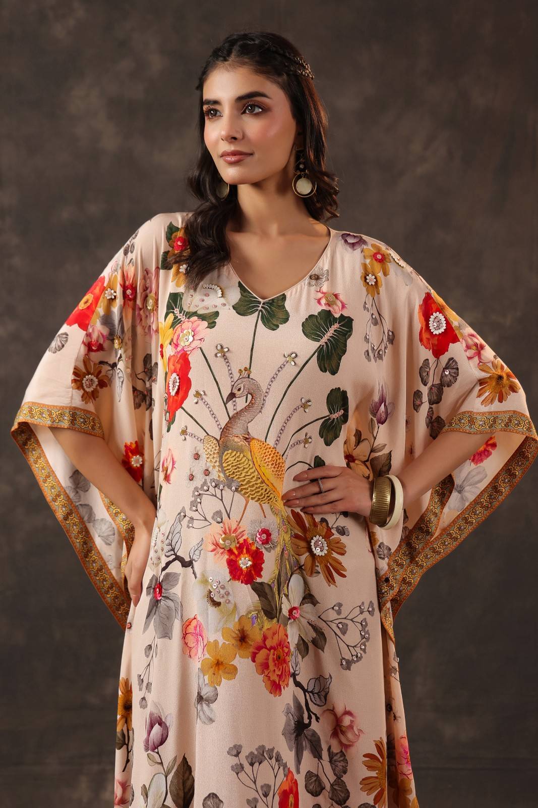 Summer Hues Multicolor Crepe Kaftan - Image 4