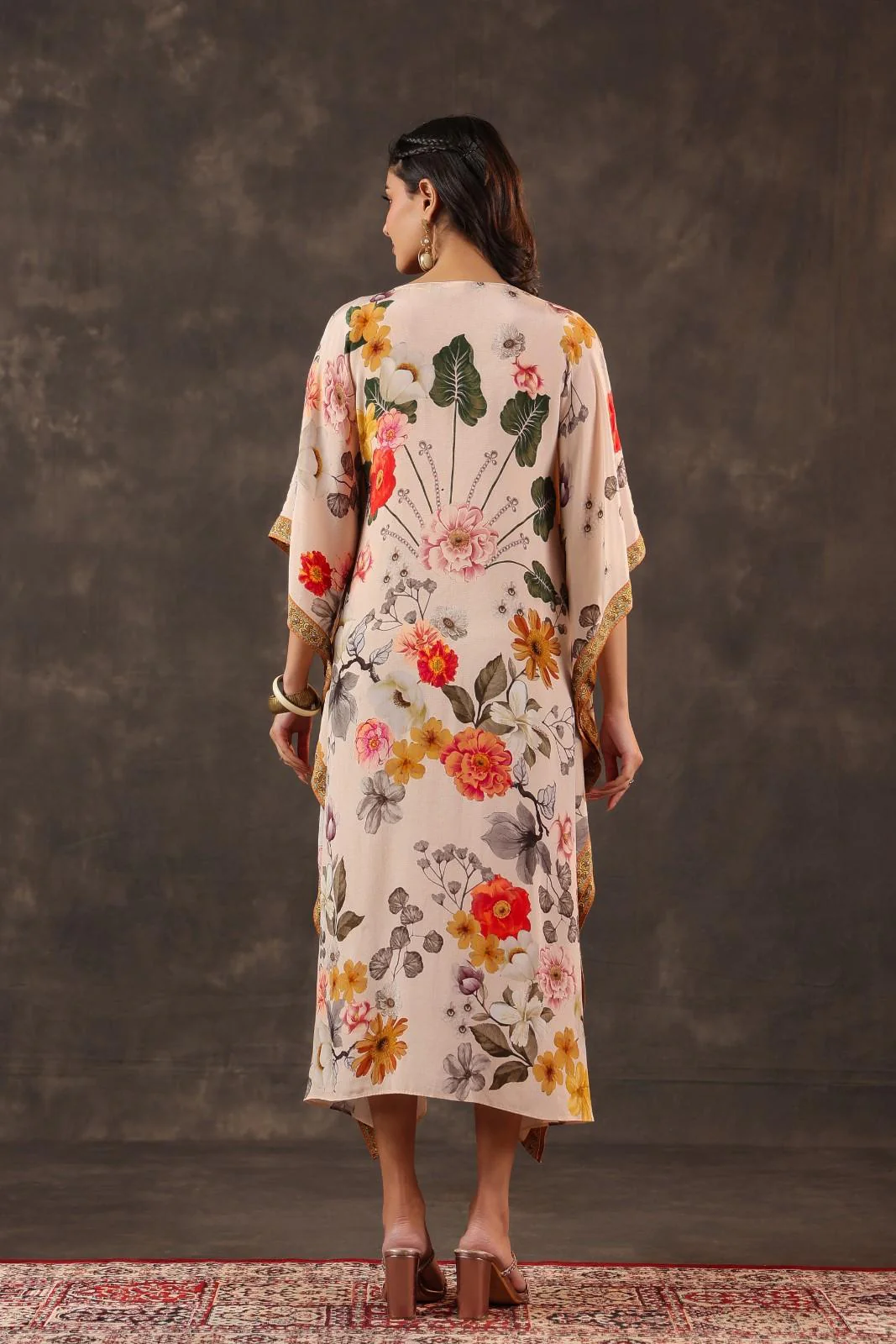 Summer Hues Multicolor Crepe Kaftan - Image 5