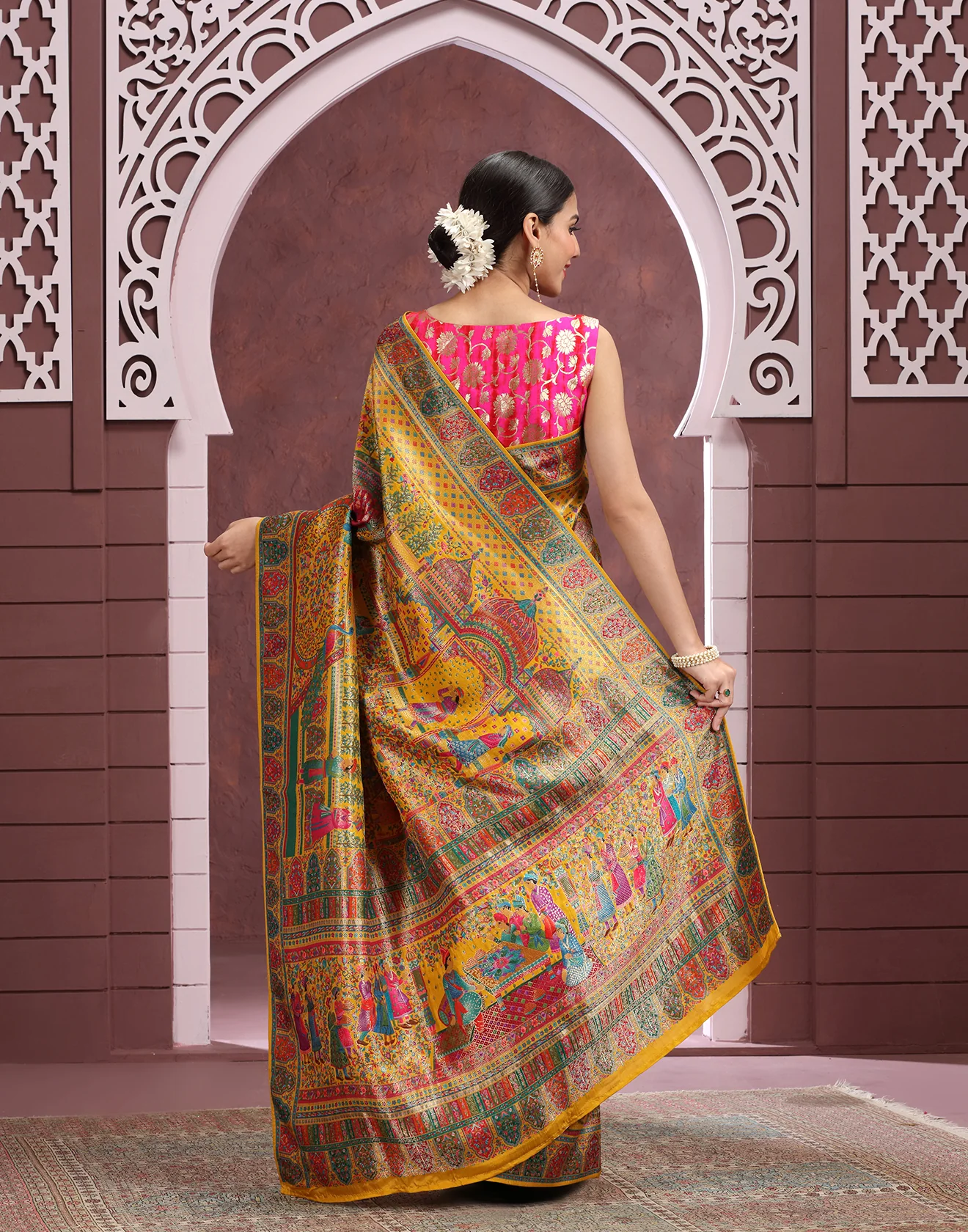 Sunheri Leela Dola Silk Saree - Image 4