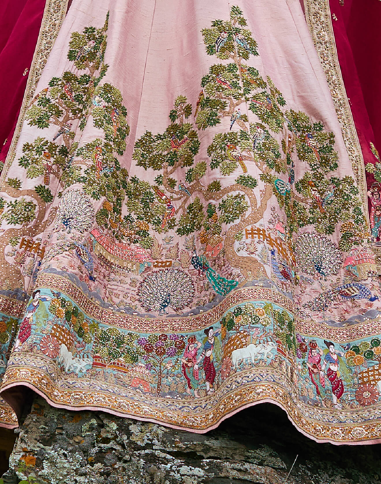 The Peacock Tale Embroidered Bridal Lehenga - Image 4