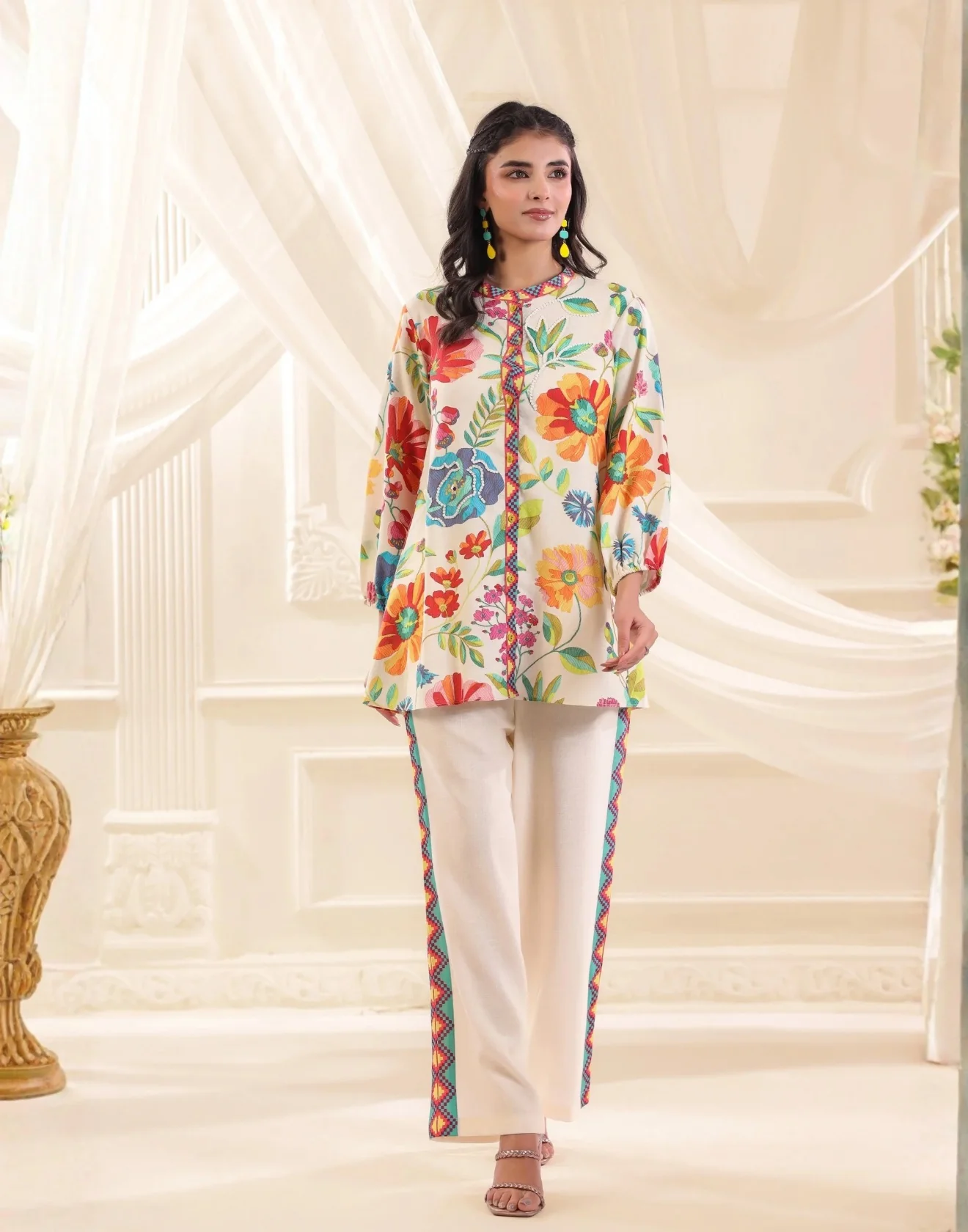 Tropical Flora Printed Linen Co-Ord Set