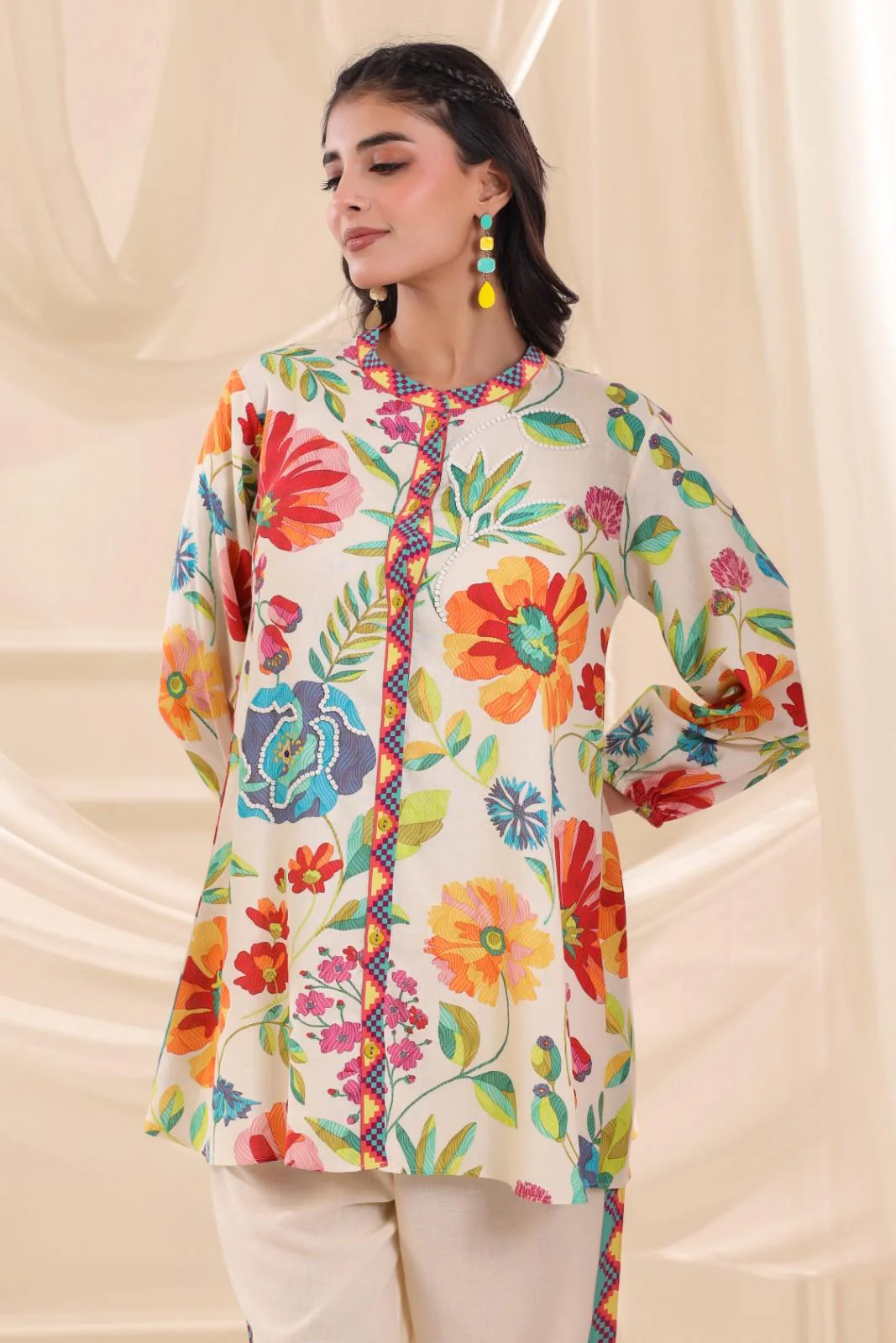 Tropical Flora Printed Linen Co-Ord Set - Image 4
