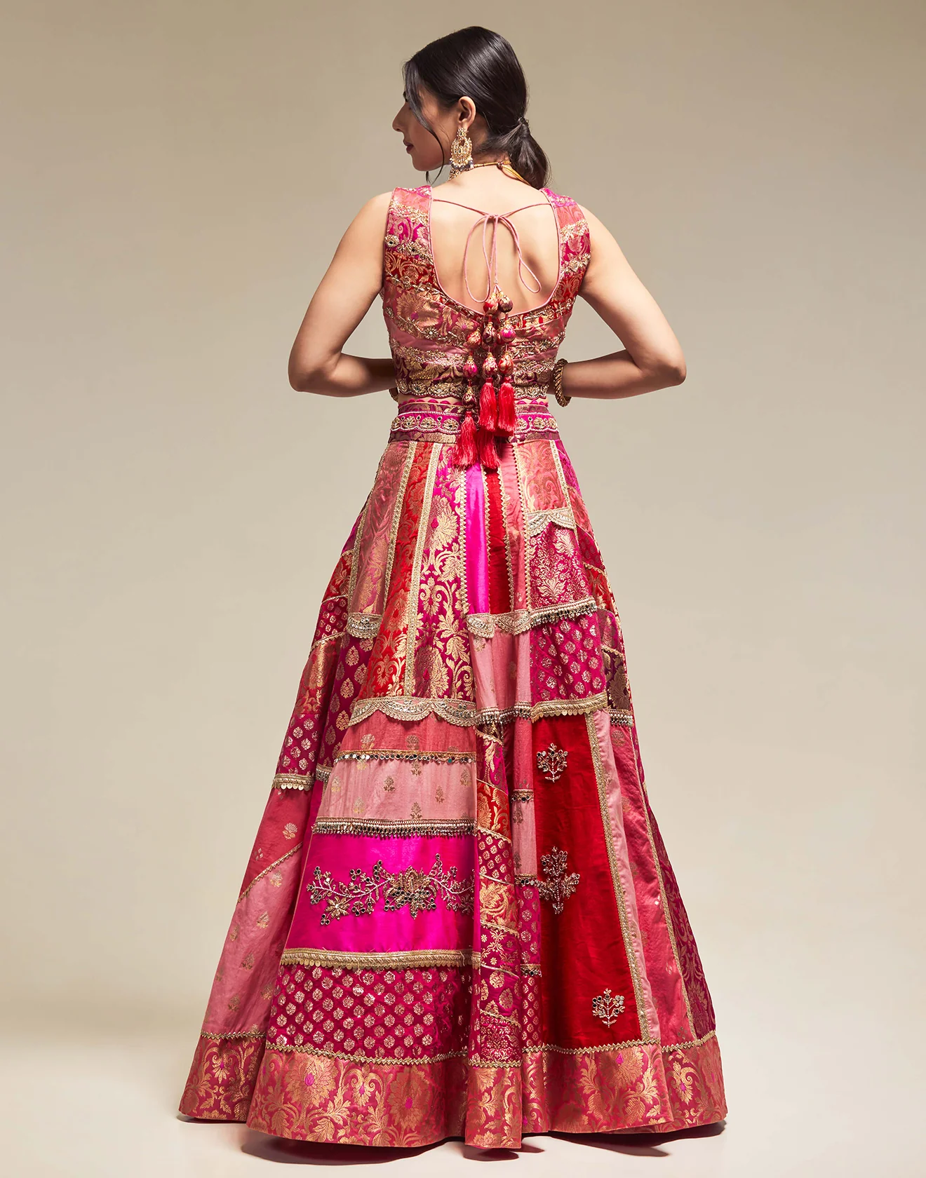 Vibrant Patchwork Multi Hued Lehenga Set - Image 5