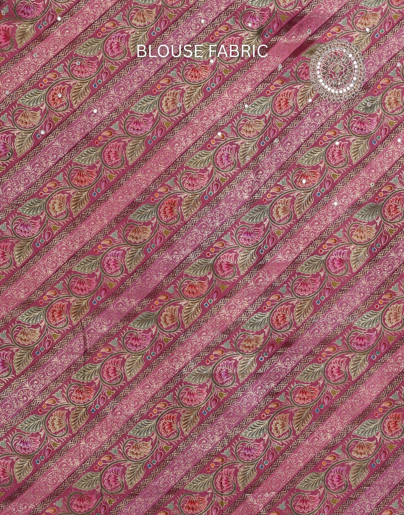 Vintage Berry Soft Silk Saree With Ombre Floral Unstitched Blouse Fabric - Image 6